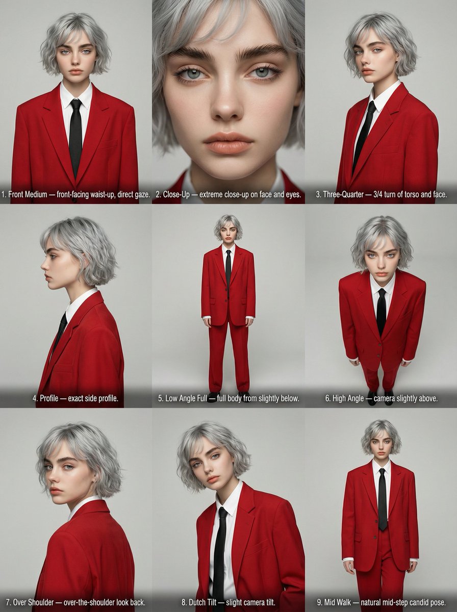 Editorial Angle Reference Sheet Grid — Nano Banana Pro AI Generated Image