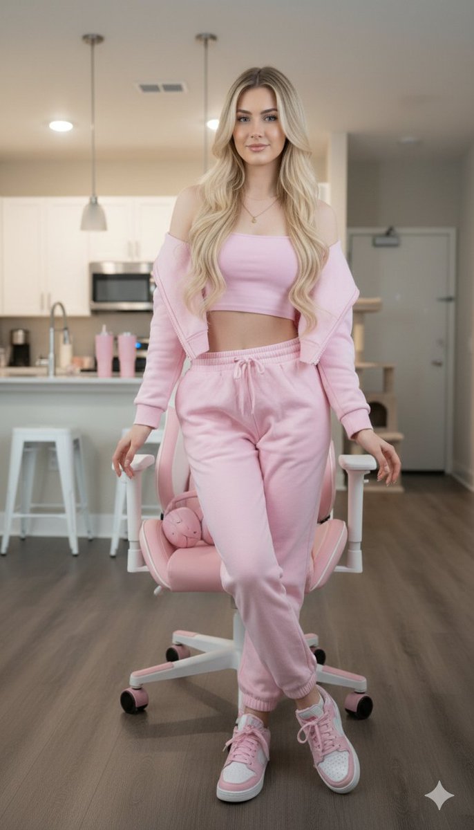 Ultra-realistic Full Body Photo of a Woman in Pastel Pink Loungewear — Nano Banana Pro AI Generated Image