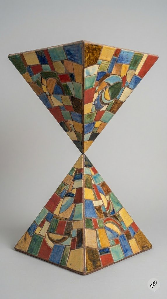 Conceptual Art Prompt: Upside Down Ceramic Pyramid — Nano Banana Pro AI Generated Image