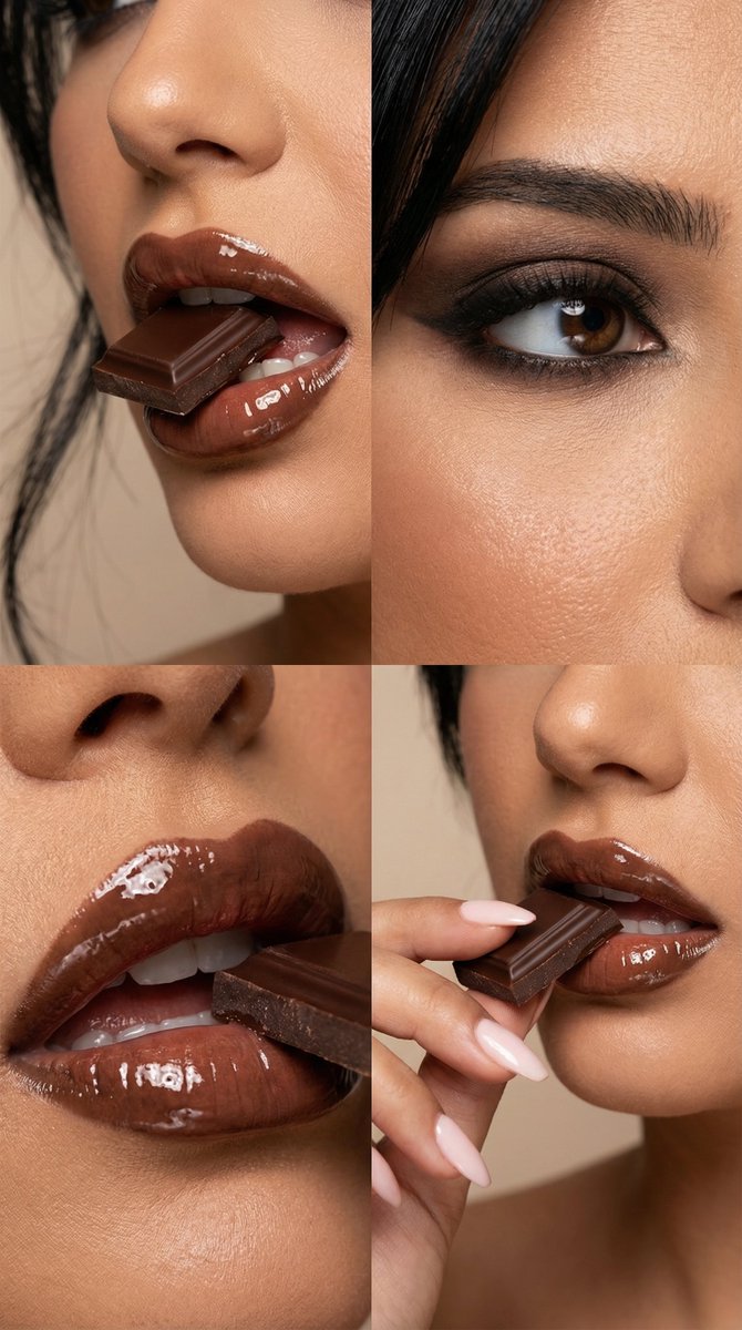 Luxury Editorial Beauty Macro Series with Chocolate — Nano Banana Pro AI Generated Image