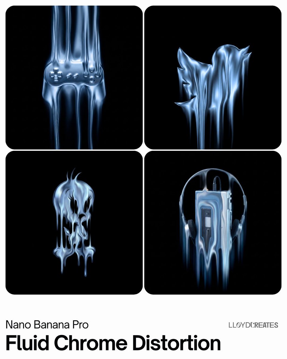 Fluid Chrome Distortion Product Render — Nano Banana Pro AI Generated Image