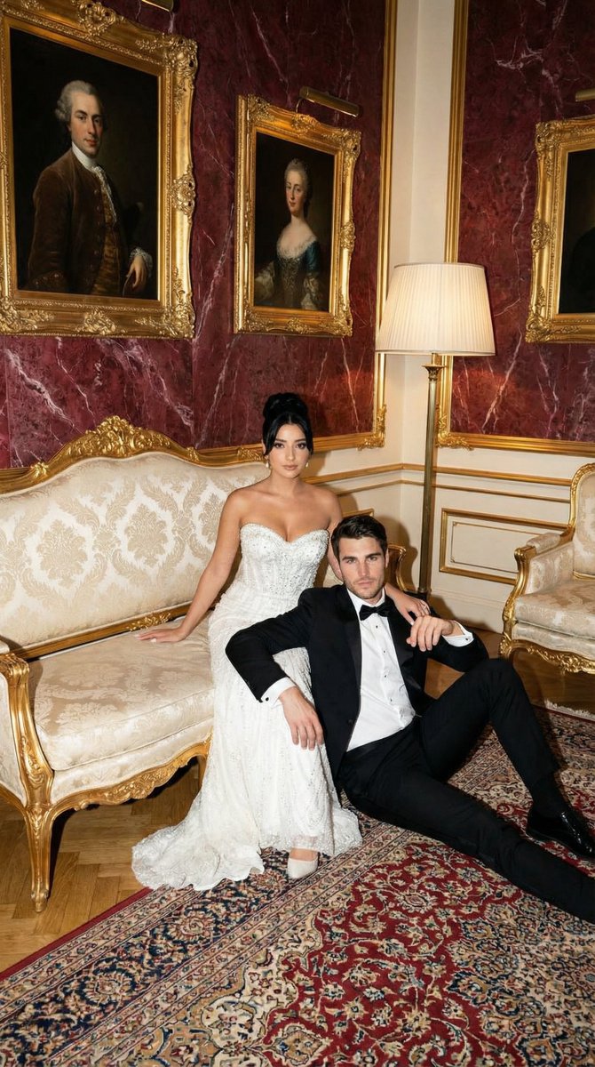 Baroque Wedding Editorial with Direct Flash — Nano Banana Pro AI Generated Image