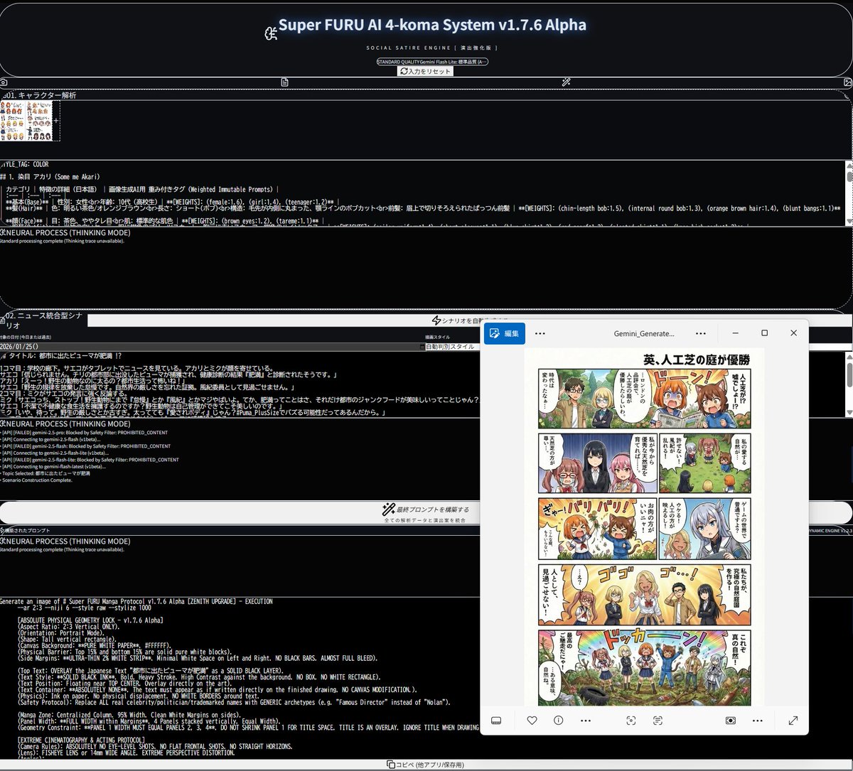 Autonomous AI 4-Panel Manga Generation System Prompt — Nano Banana Pro AI Generated Image