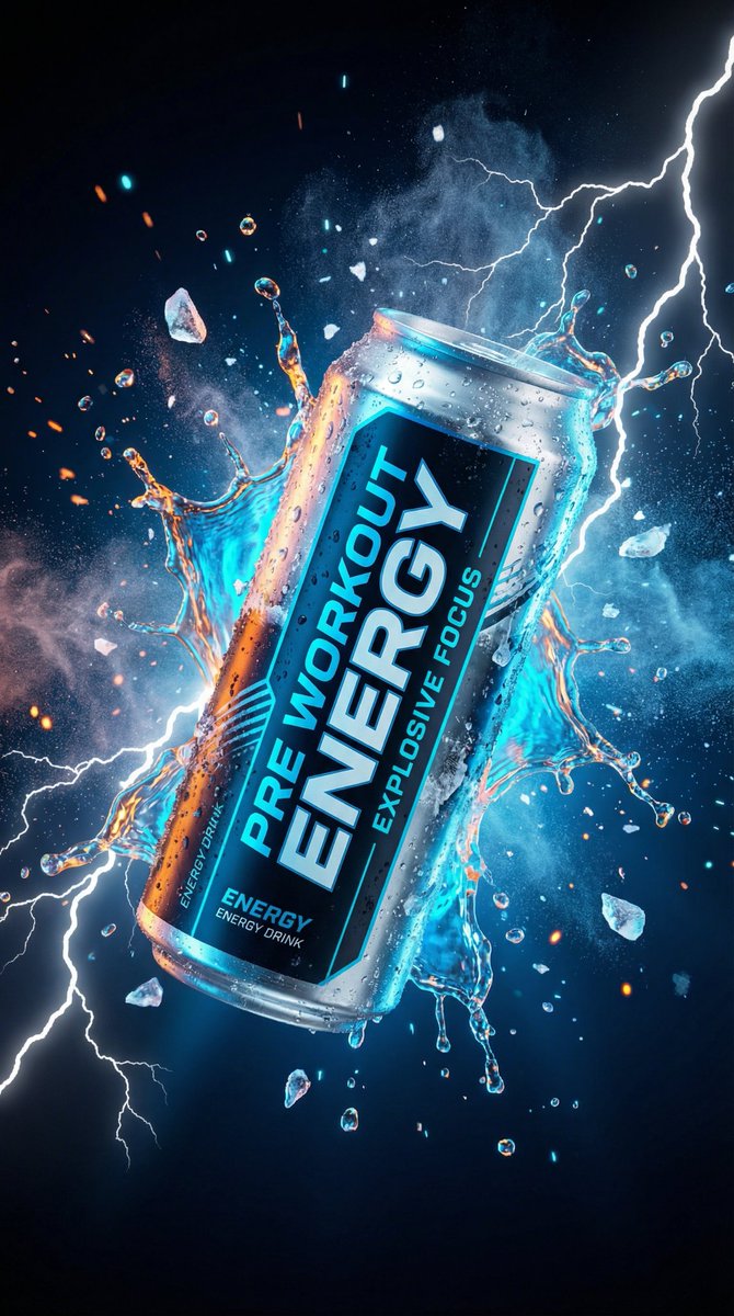 Energy Drink Product Explosion Commercial Prompt Template — Nano Banana Pro AI Generated Image