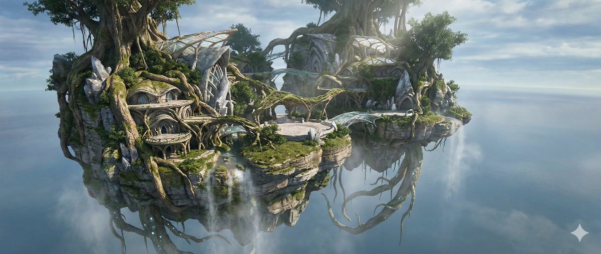 Octane-Rendered Floating Ecological Island — Nano Banana Pro AI Generated Image