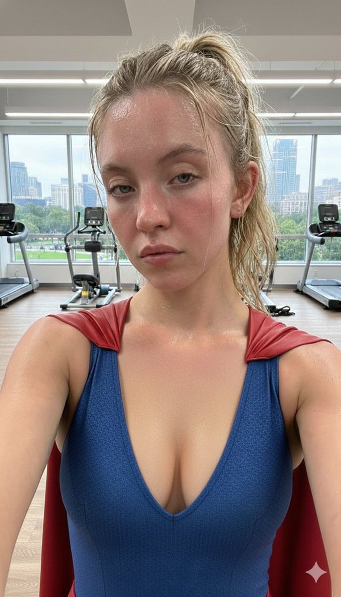Sydney Sweeney Superhero Gym Portrait — Nano Banana Pro AI Generated Image