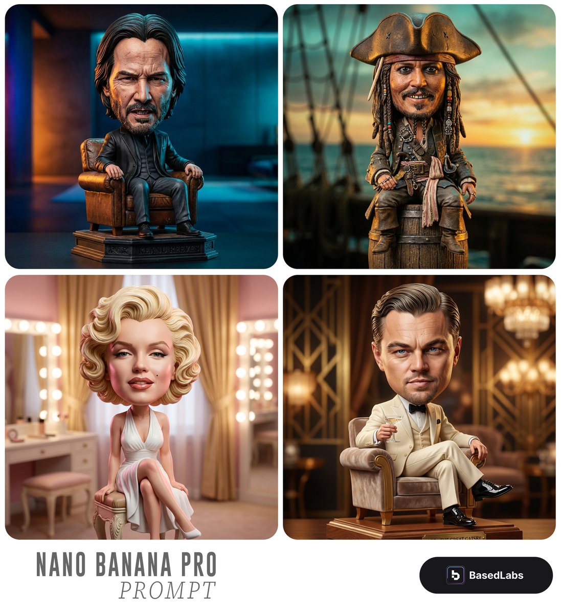 Caricature Bobblehead Figurine Prompt — Nano Banana Pro AI Generated Image