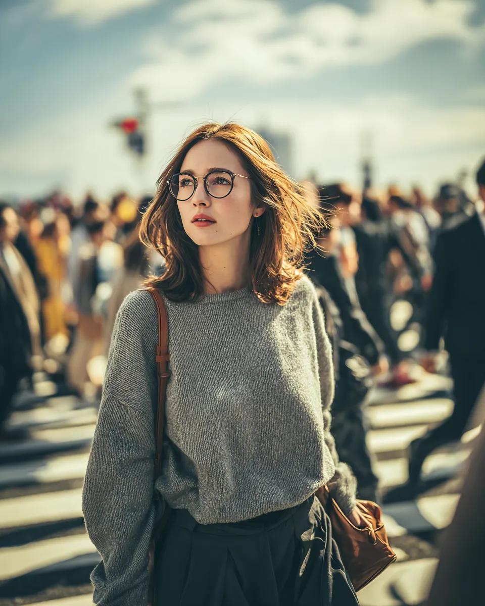 Cinematic Golden Hour Portrait in a City Crosswalk — Nano Banana Pro AI Generated Image