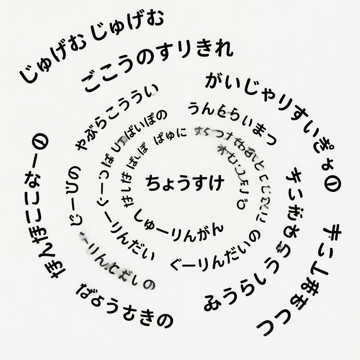 Japanese Text Spiral Generation Prompt (Jugemu) — Nano Banana Pro AI Generated Image