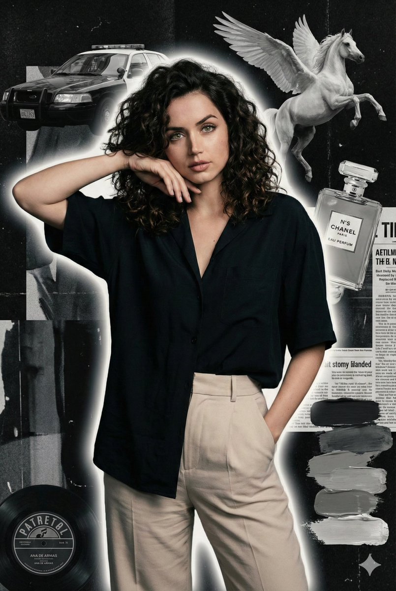 Cinematic Grunge Collage Portrait of Ana de Armas — Nano Banana Pro AI Generated Image