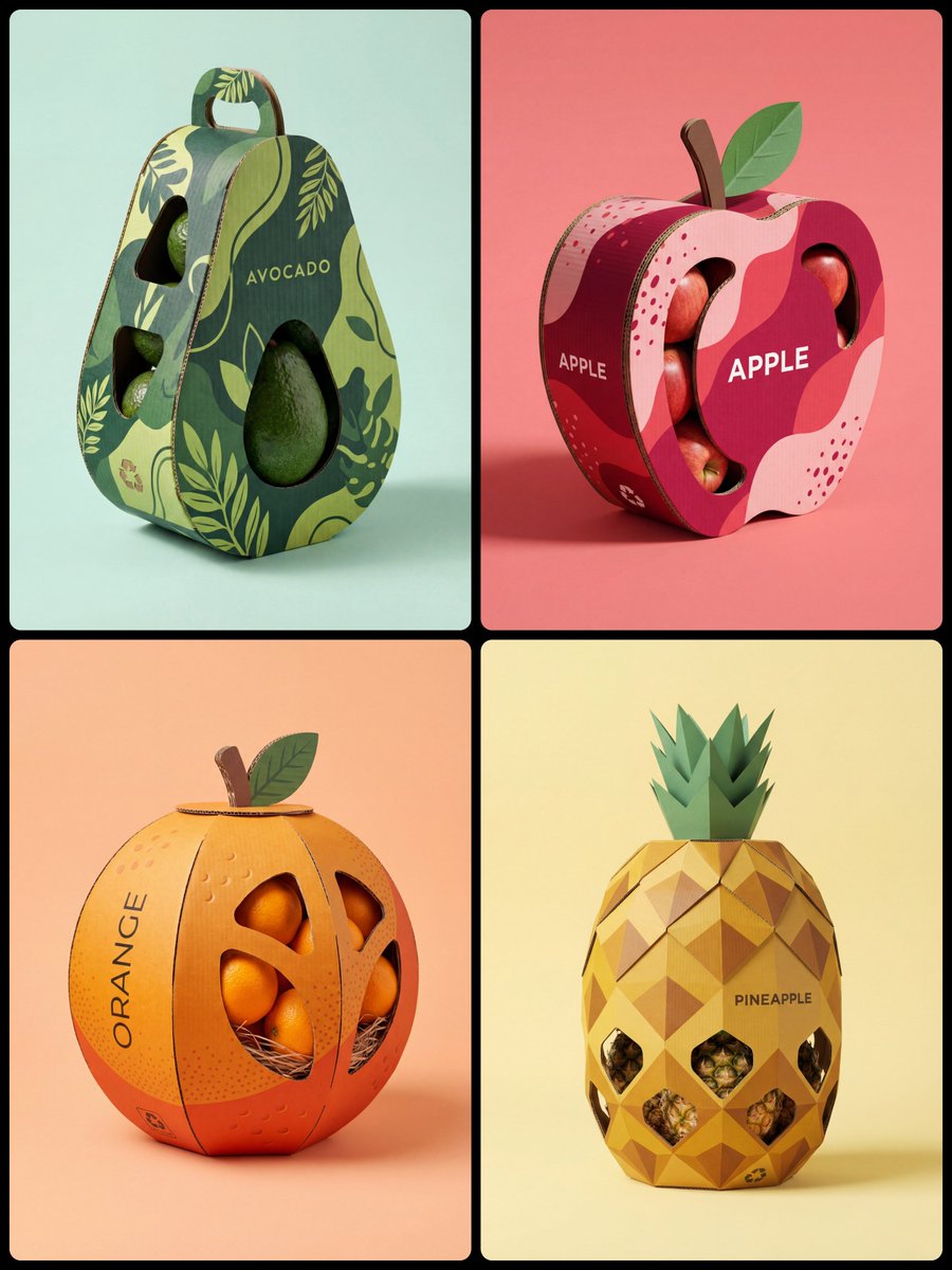 Corrugated Cardboard Fruit Packaging Concept Prompt — Nano Banana Pro AI Generated Image