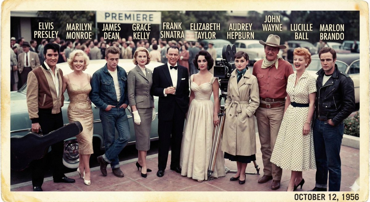 1956 Famous People Group Photo — Nano Banana Pro AI Generated Image