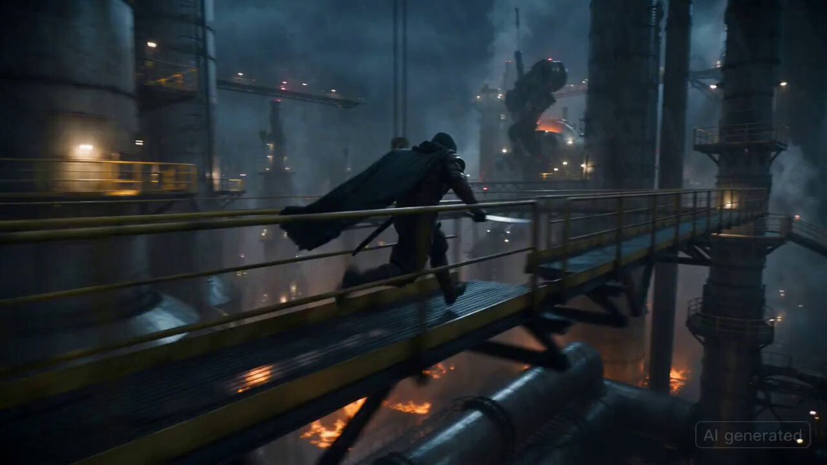 Ronin vs. Mechanical Beast Cinematic Prompt