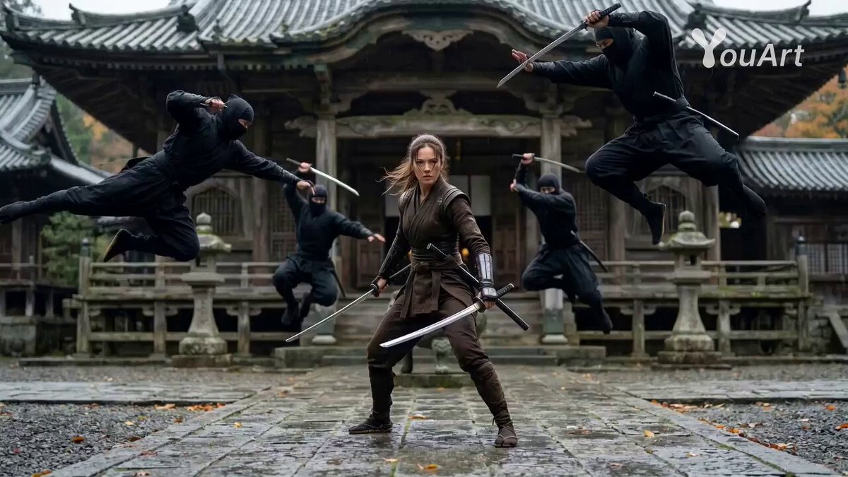 Cinematic Female Ninja Fight Sequence