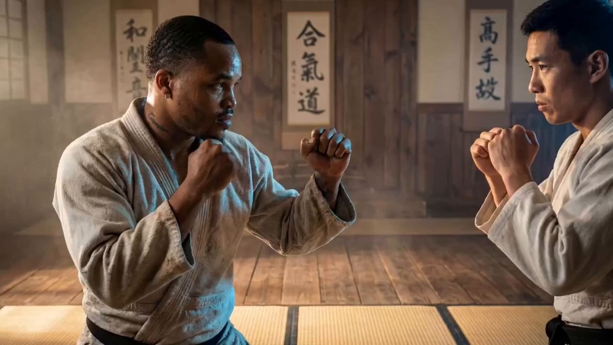 AI Dojo Fight Scene with Dimensional Style Shifts