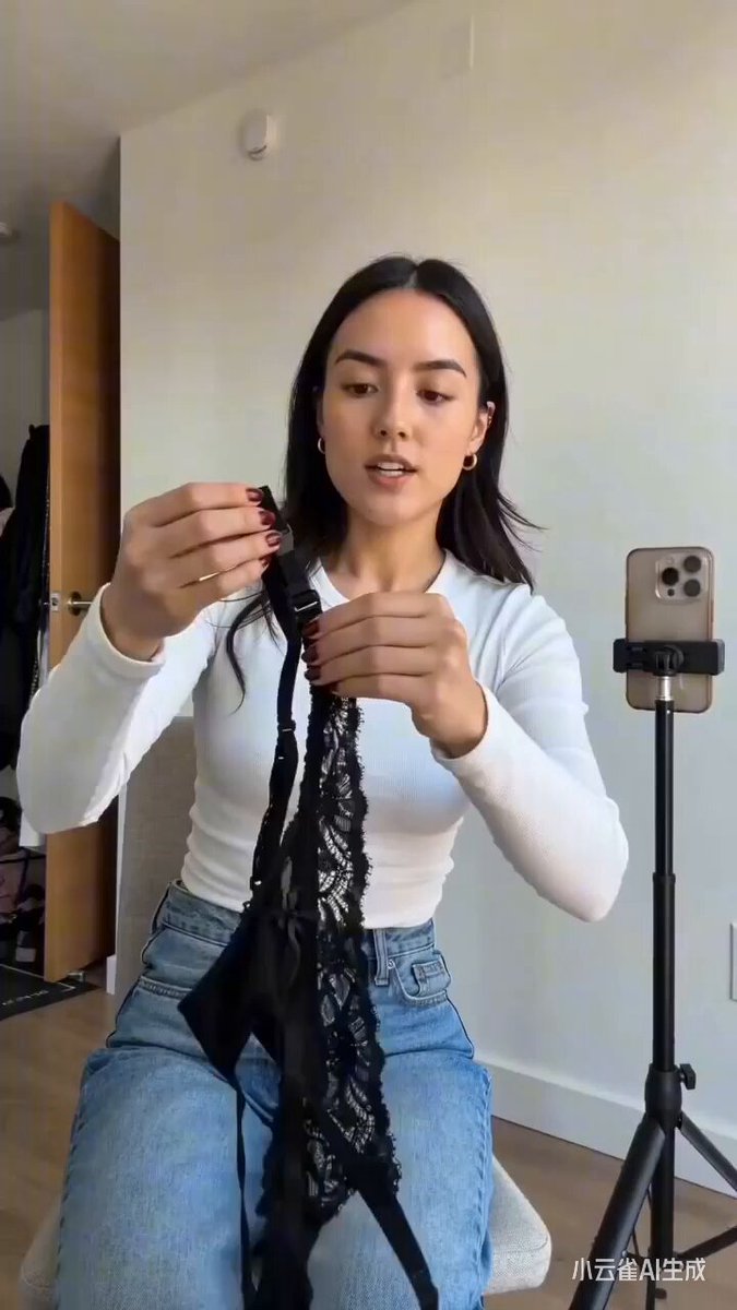 UGC video of a girl demonstrating stockings in a dressing room