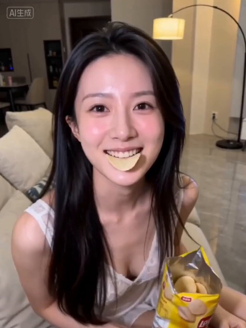 AI Girlfriend Interaction Scene: Feeding Potato Chips
