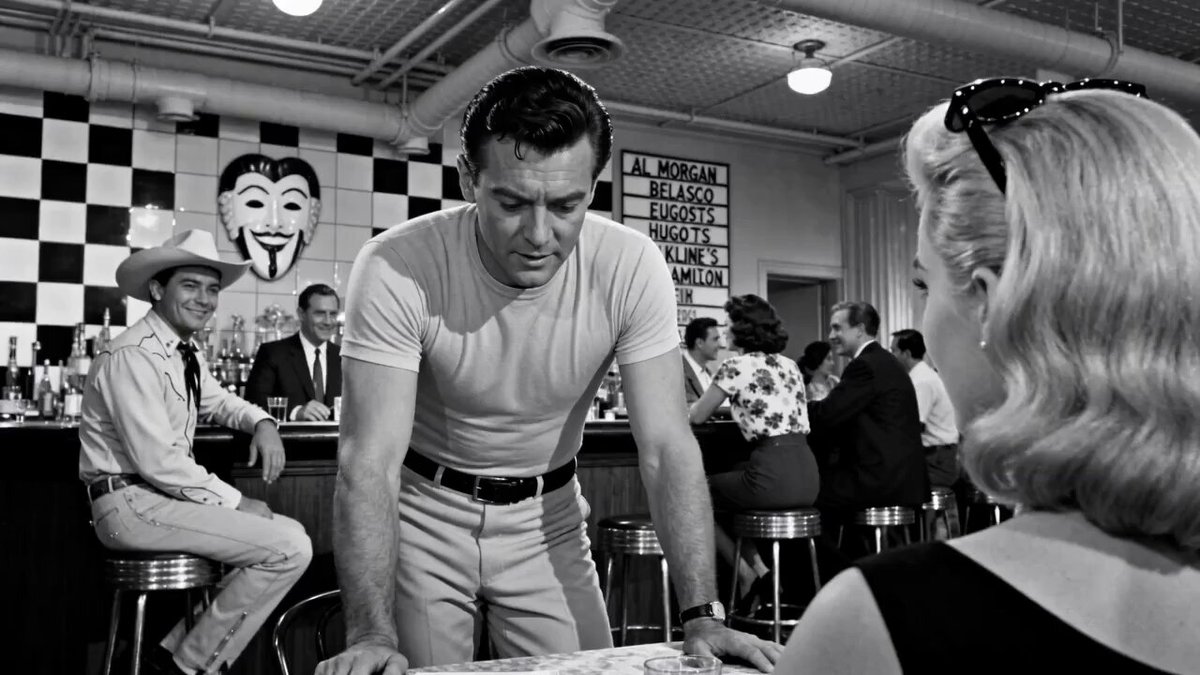 Cinematic 1950s Film Noir Diner Scene