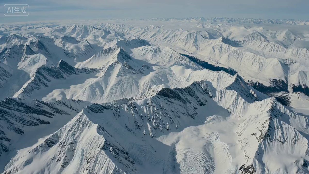 Explorer discovering a hidden valley in the snow